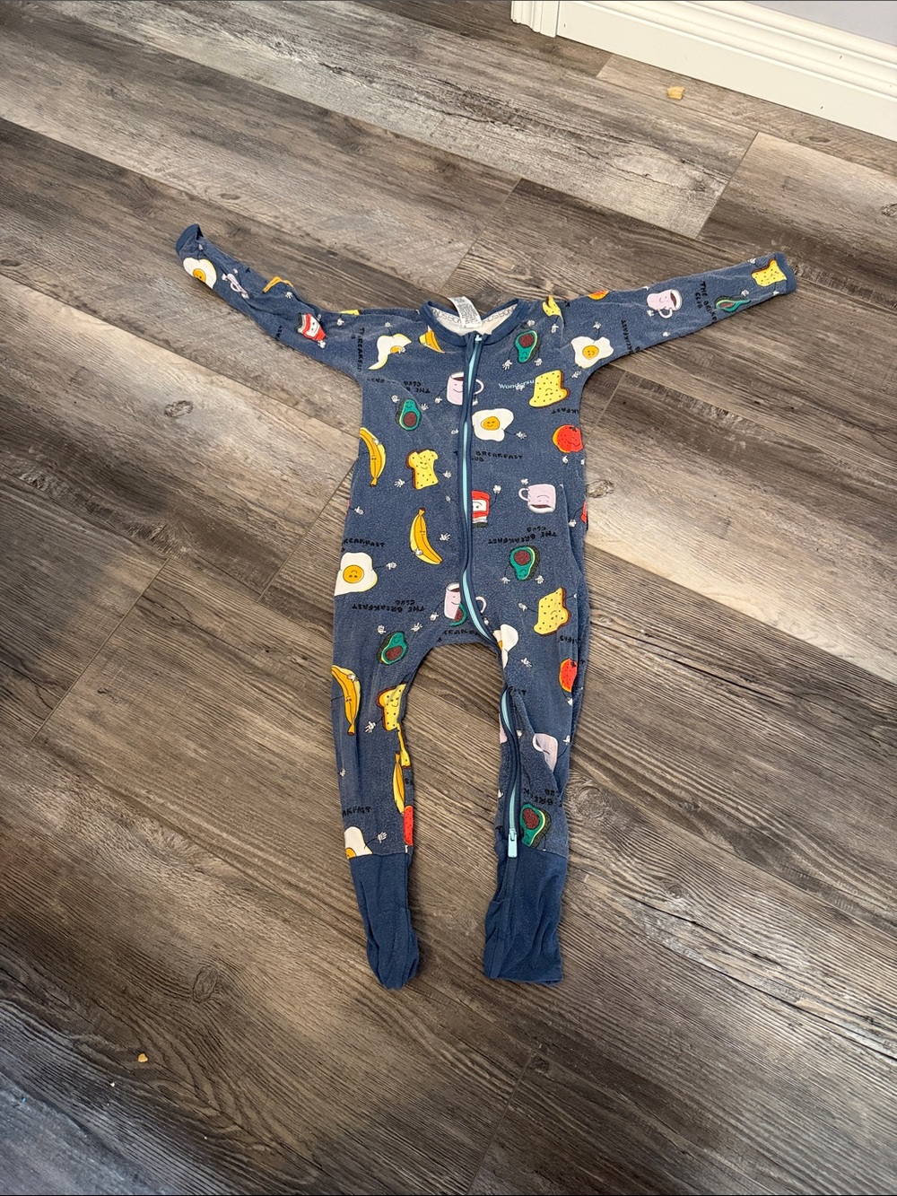 Bonds Kids Navy Blue Breakfast Print One-Piece Pajamas-As Is